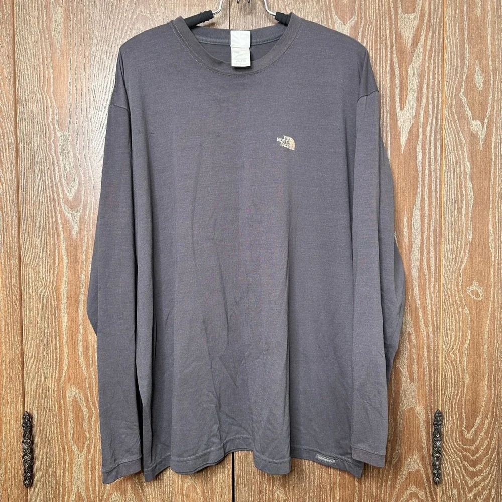 The North Face Mens XXL Gray Vaporwick Long Sleeve Graphic T-Shirt Logo Relaxed